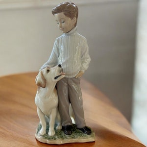Lladro MY LOYAL FRIEND Dog Figurine #6902, Boy With Dog, Labrador Retriever Figure