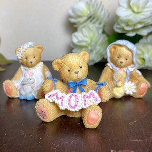 CHERISHED TEDDIES Miniature Figurines by  Enesco MOM  #476773, Girl with Daisy and Duck #916358, Girl with Rabbit and Flower Crown #916358