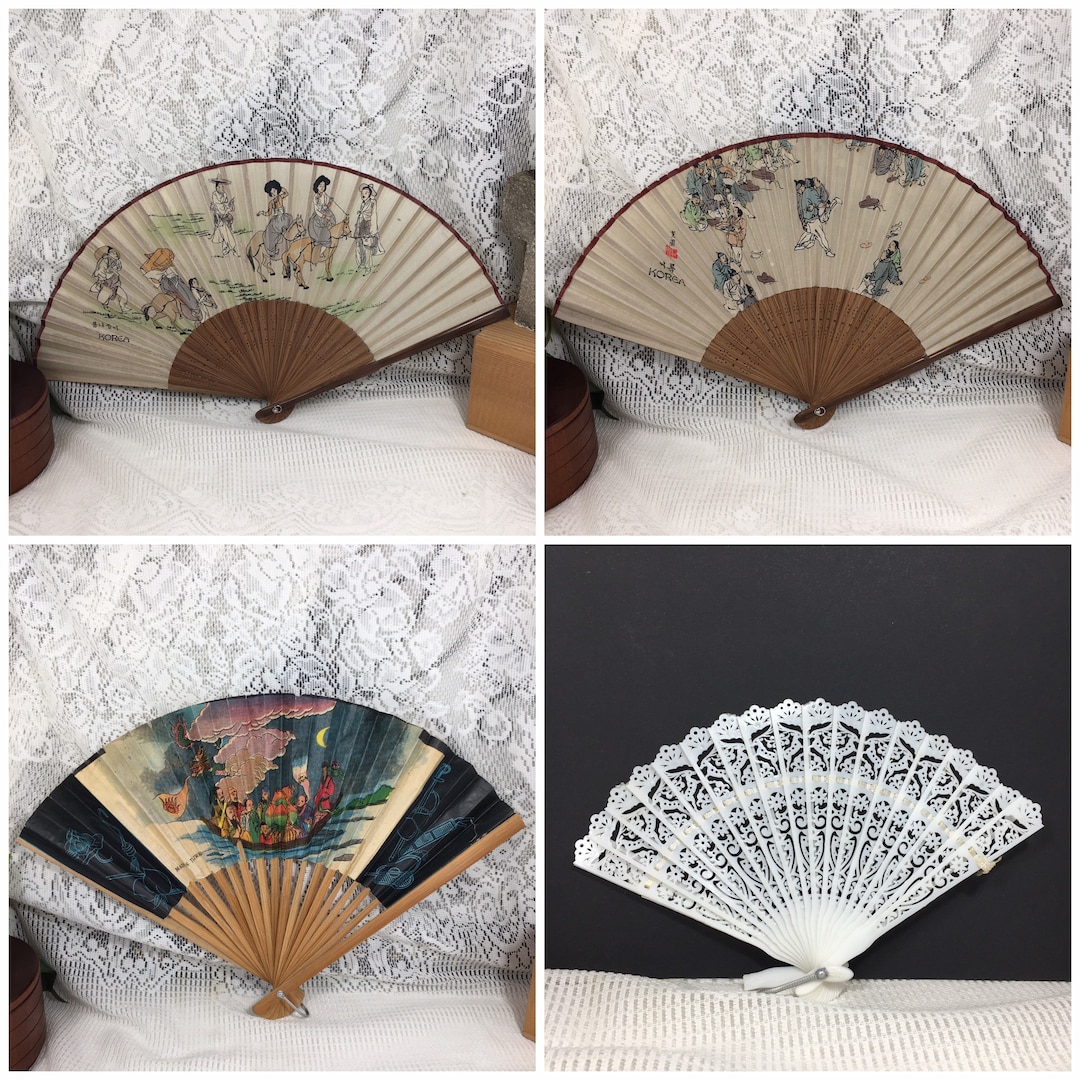 Folding Hand Fans, Vintage Oriental Hand Fans, Korean Hand Fans, Taiwan
