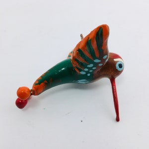 Adorno de colibrí de madera, adorno de pájaro pintado a mano