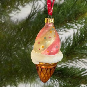 Glas Eistüte Weihnachtsschmuck - Eis Ornament, mundgeblasenes Glas Ornament