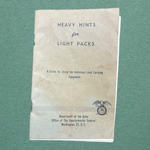 US Army Book Heavy Hints for Light Packs, Vietnam Book