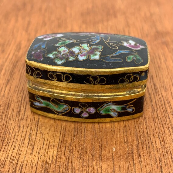 Brass Chinese Cloisonne Enamel Trinket Box - Purp… - image 5