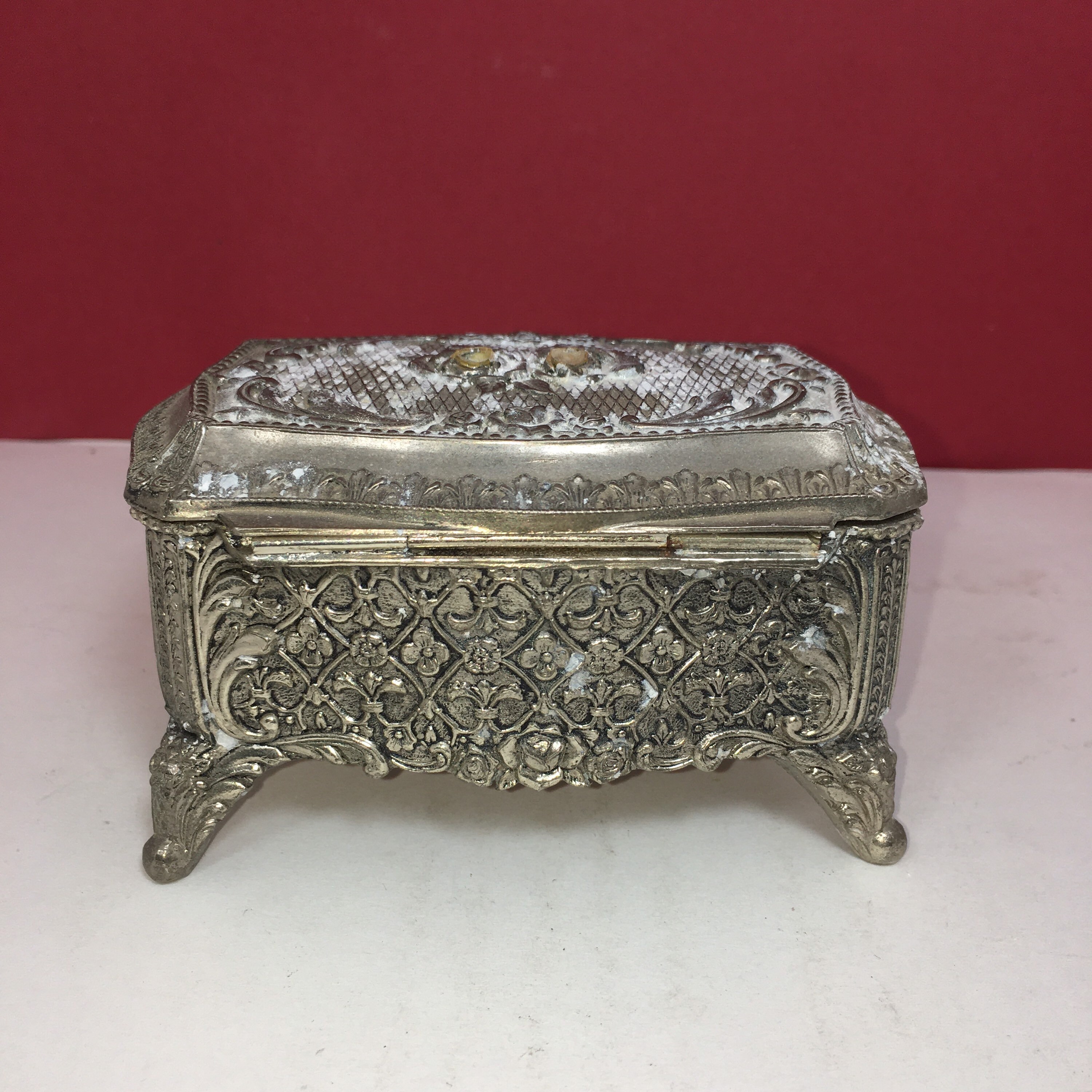 Metal Trinket Box Hinged Footed Keepsake Ring Box Etsy