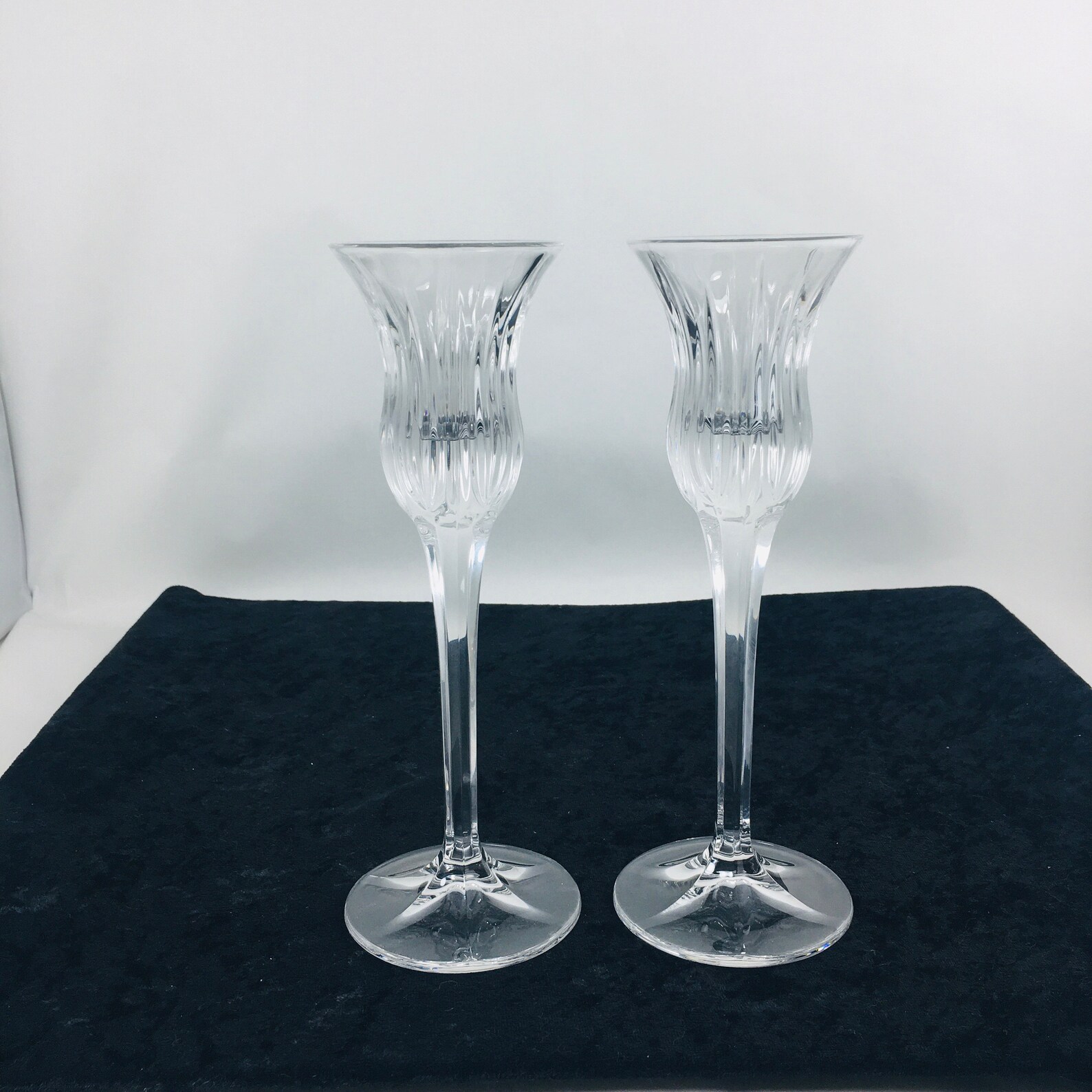 Fluted Cut Glass Candle Holders Etsy