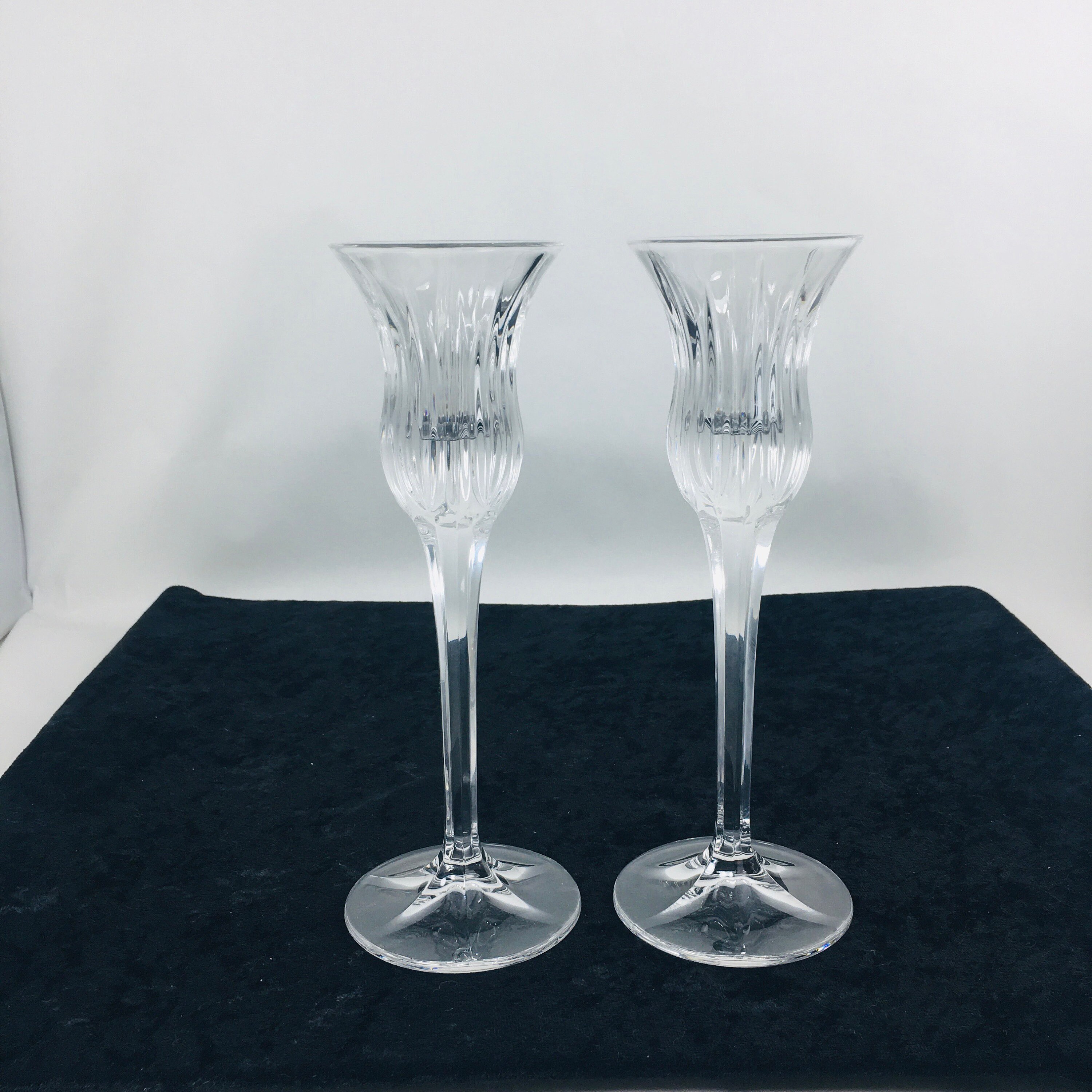 Fluted Cut Glass Candle Holders Etsy