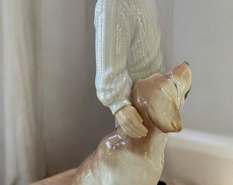 Lladro MY LOYAL FRIEND Dog Figurine #6902, Boy With Dog, Labrador