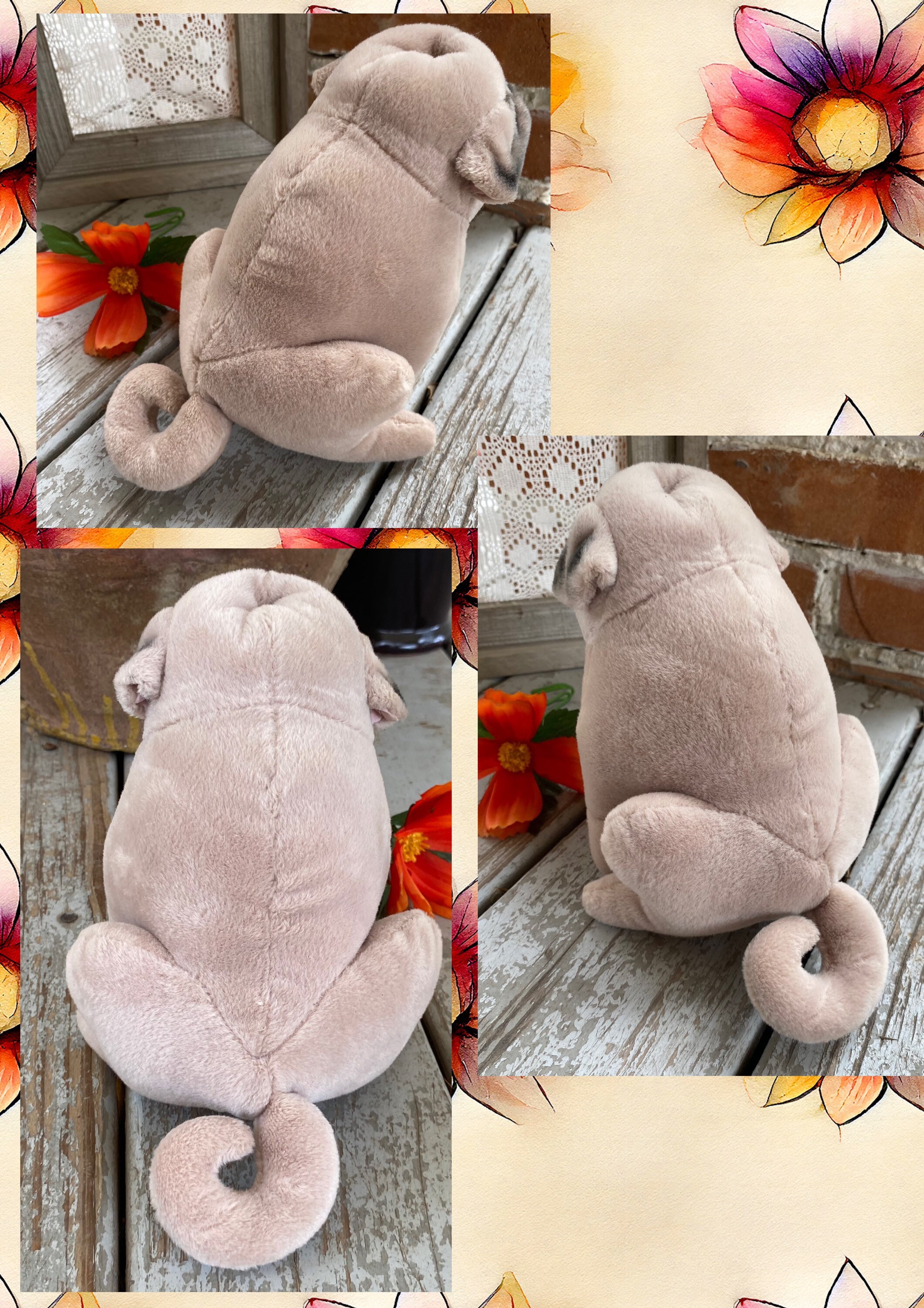 ヴィンテージ パグ 犬 North American Bear Co. - 舌を出したパグの