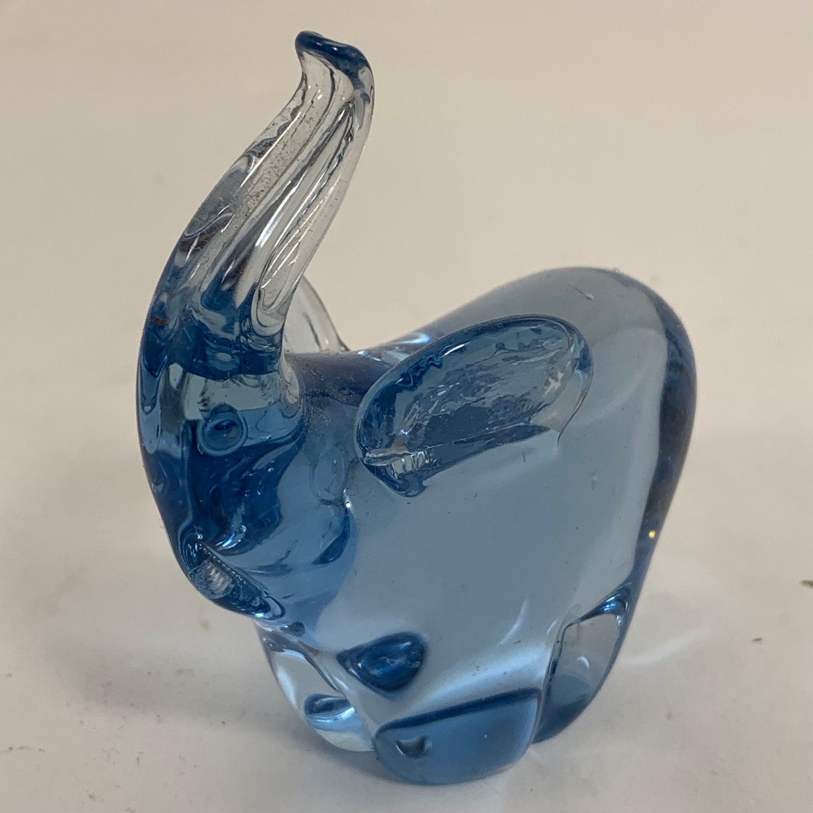 Glass Elephant Figurine Blue Art Glass Elephant Paperweight Etsy