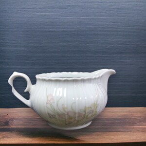 White Floral Eschenbach Creamer, Vintage Bavarian Creamer