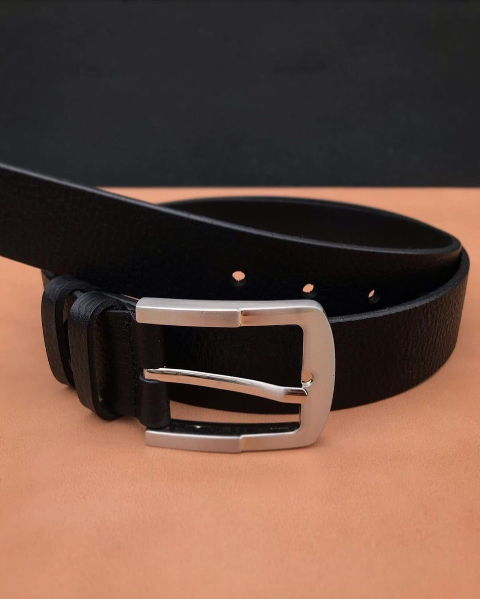 Black Leather Belt Cross Grain Leather Handmade 1.5 inch Etsy