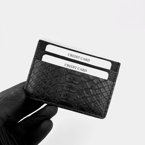 Python Kartenhalter, Luxusleder, natürliche Schlangenhaut, Unisex Kartenhalter, einzigartiges Design, Kartenhalter, schwarzes Leder