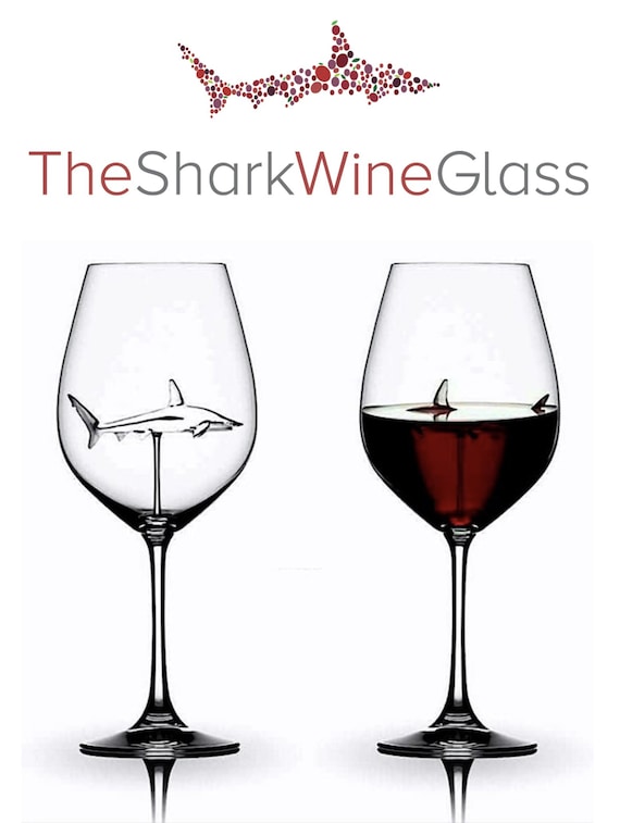 The 3d Shark Wine Glass Crystal Lead Free Ships Today Etsy