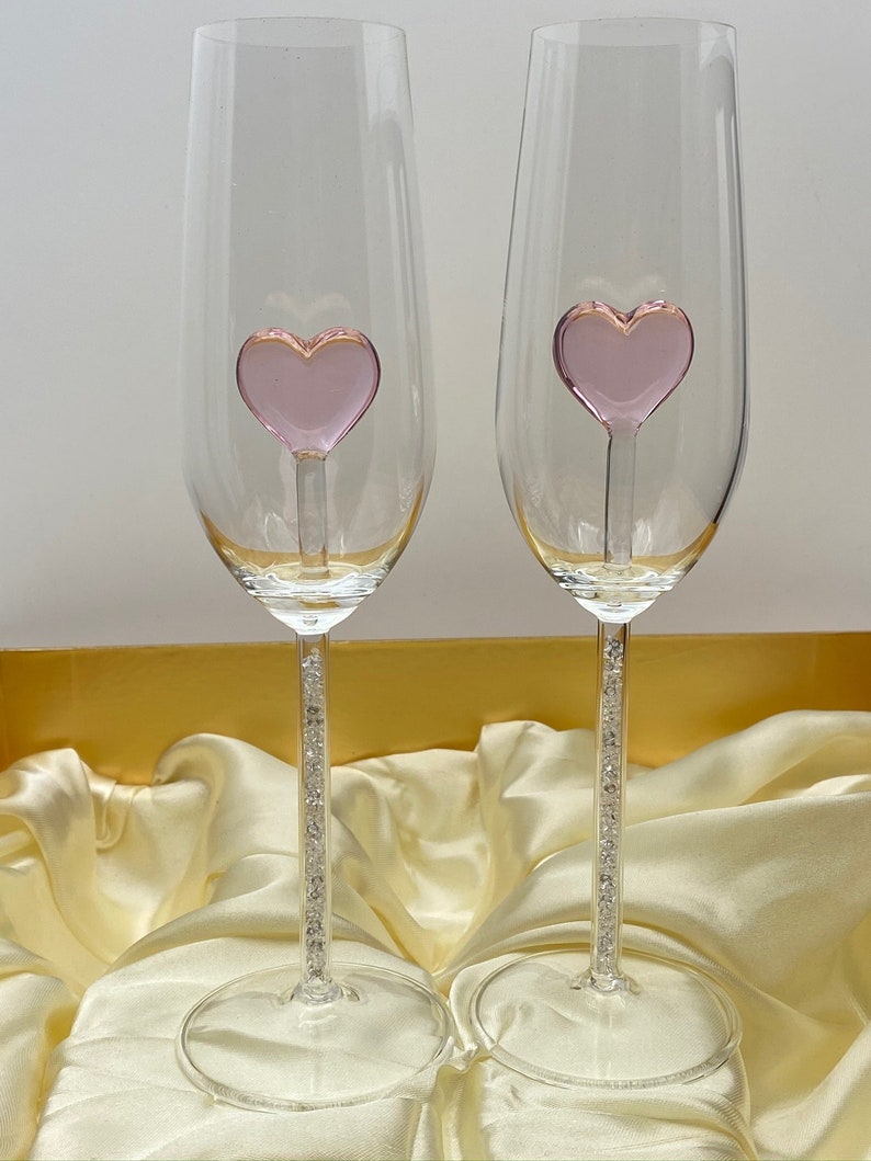 Two Heart Champagne Flutes™ With Swarovski™ Crystals in the Etsy