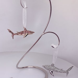 Swarovski™ Crystal Shark Ornament created exclusively by Swarovski™ in Rhodium Montana or Rose Gold