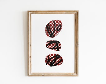 Wall Decor Printed Linocut Hand made Art Print Limited Edition Home Decor Original Abstract Stones