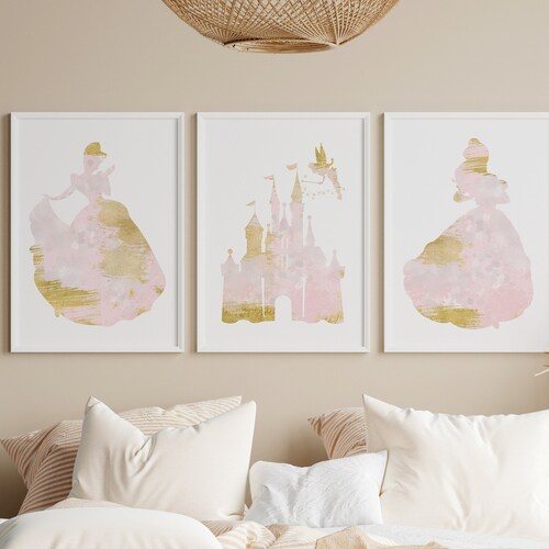 Princess Wall Art Print Set Wall Art Princess Nursery Etsy