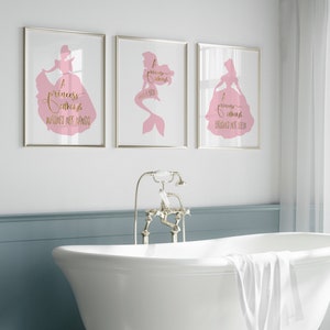 Prinses decor, prinses badkamer kunst aan de muur, prinsessenkamer, babyshower, prinseskamer, meisjeskamer, prinsessenbadkamer, babyshower