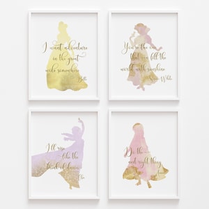Framed Princess Art Prints: Set of 4, Nursery Decor