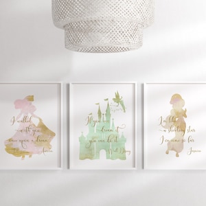 Princess wall art | Pink gallery wall  Pink and Gold| Wall art | Princess Nursery | Wall Decor | Digital prints | Art prints | Printable art