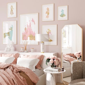 Princess Nursery Art Prints: Watercolor Castle, Fairytale Decor (Digital Download)