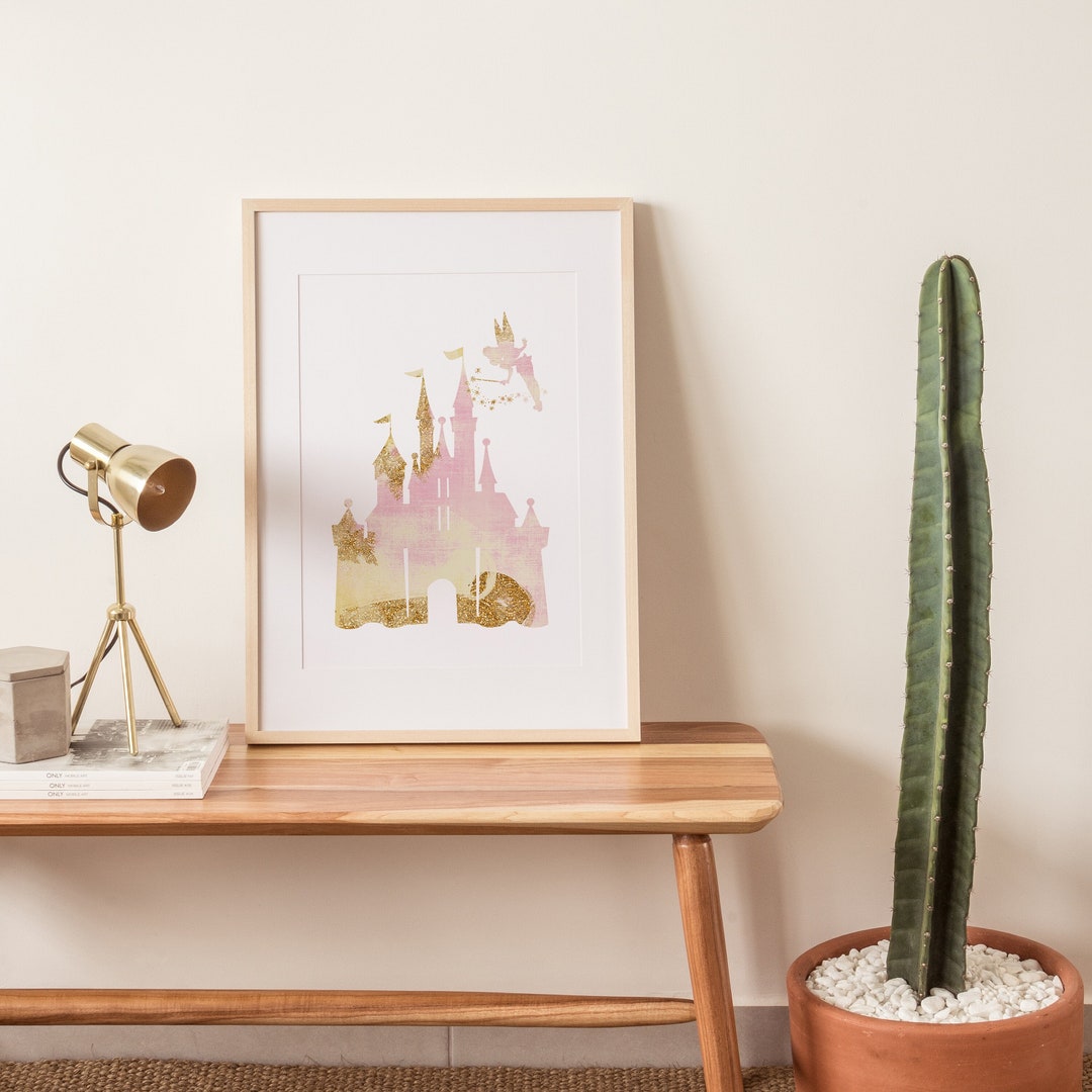 Pink Princess Castle Art Print | Watercolor Nursery Decor (digital ...