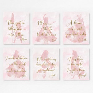 Pink Gold Princess, Princess print, Princess Nursery, Baby shower, Princess room, Little girls room, Princess décor, Princess baby shower