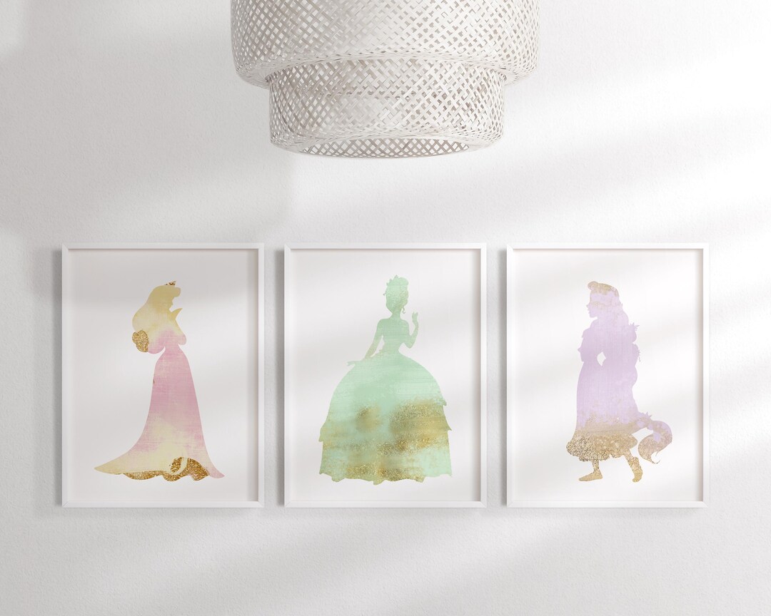 Framed Princess Picture | Princess Nursery Decor | Set of 3 Princess ...