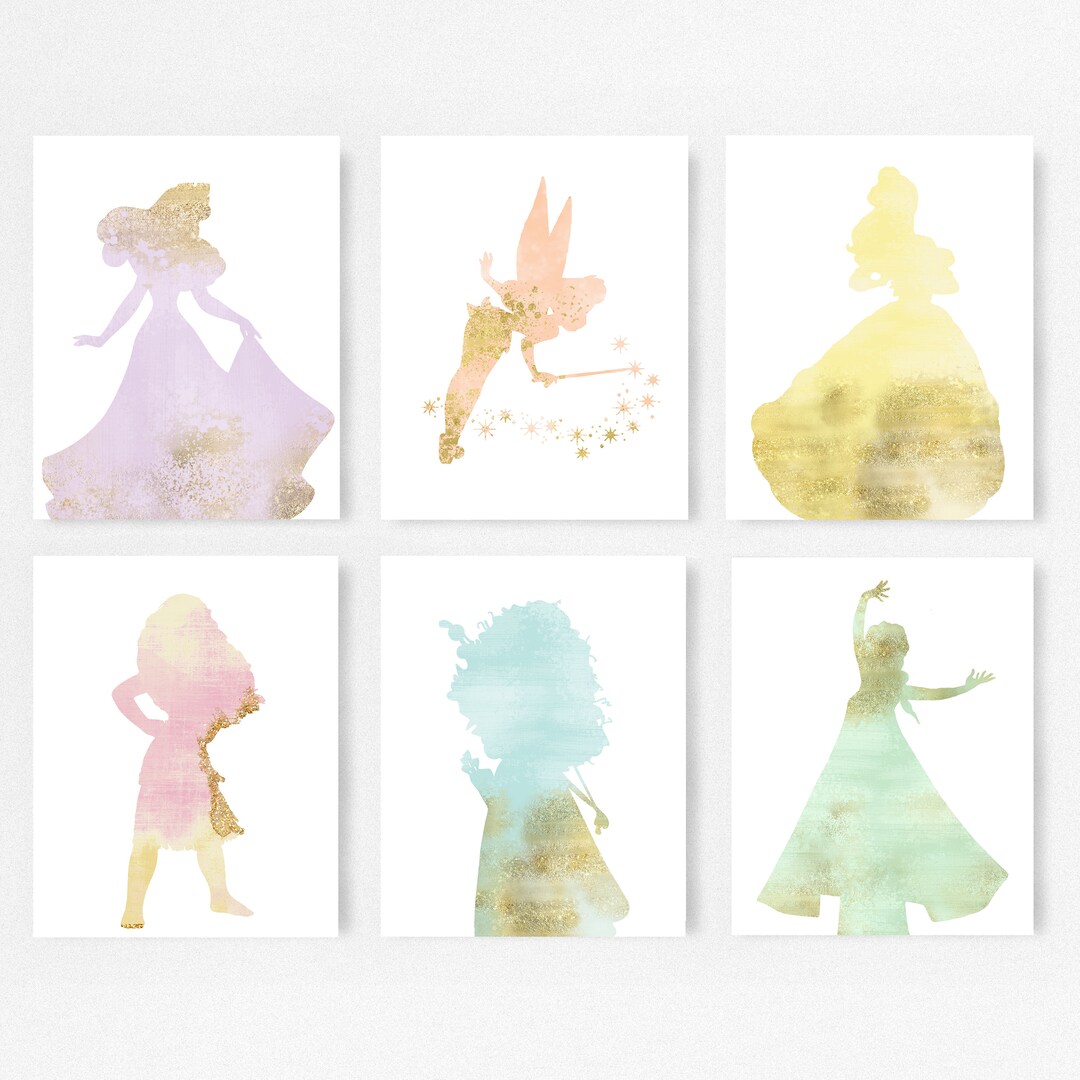 Princess Watercolor Art Prints: Nursery Room Decor (digital Download ...