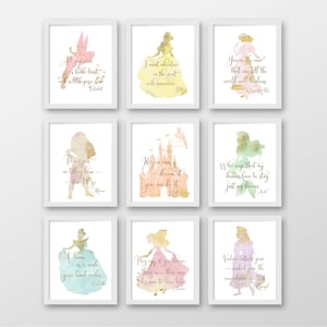 Princess wall art | Pink gallery wall | Wall art | Princess Nursery | Wall Decor | Digital prints | Art prints | Printable wall art