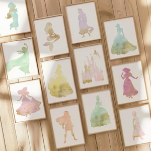 Muurkunst prinsessenkamer: aquarel regenboogprints (digitale download)