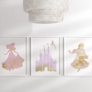 Princess wall art | Pink gallery wall  Pink and Gold| Wall art | Princess Nursery | Wall Decor | Digital prints | Art prints | Printable art