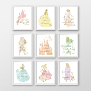 Decoración de pared de princesas / Galería de pared rosa / Arte de pared / Habitación infantil de princesas / Decoración de pared / Impresiones digitales / Láminas artísticas / Arte de pared imprimible