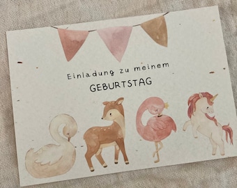 Birthday invitation girl Set of invitation cards children's birthday