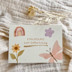 Geburtstagseinladung Kinder Schmetterling I Set Einladungskarten Kindergeburtstag