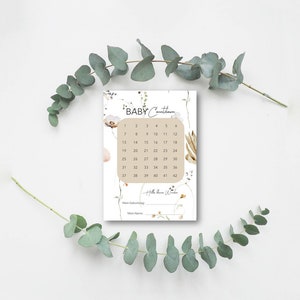 A5 Baby-Countdown / Countdown-Karte Schwangerschaft Wildblumen