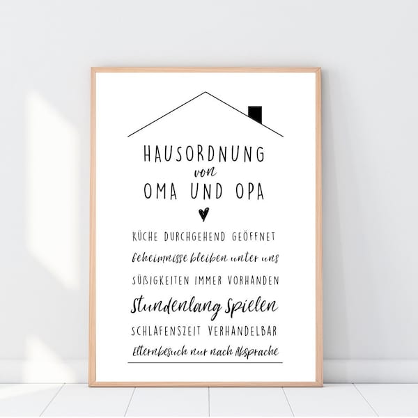 Hausordnung I Oma und Opa I Geschenk Großeltern