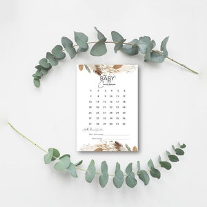 A5 Baby-Countdown / Countdown-Karte Schwangerschaft Trockenblumen
