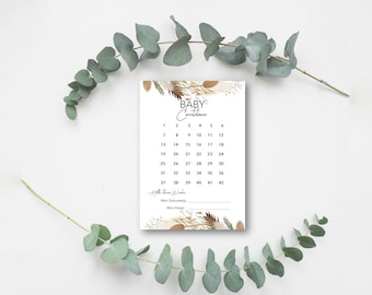 A5 Baby Countdown / Pregnancy Countdown Card Dried Flowers