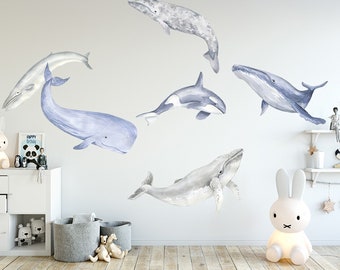 Watercolour Whale Decal Set