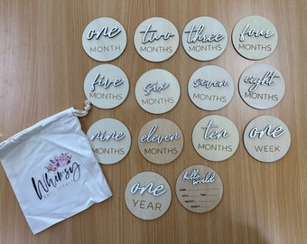 Baby Wooden and Acrylic Milestone Cards | Laser Engraved | Wood ...