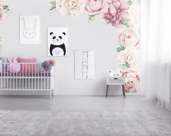 Classic Pink Peony & Rose Wall Decals