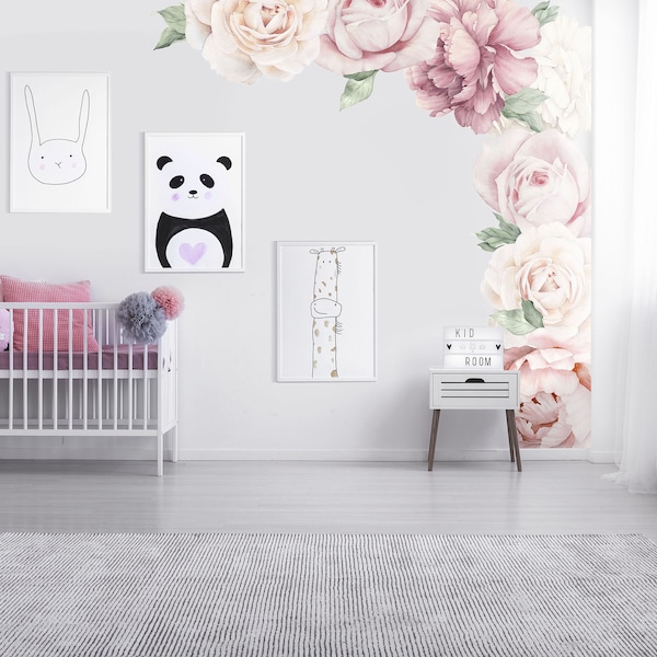 Classic Pink Peony & Rose Wall Decals