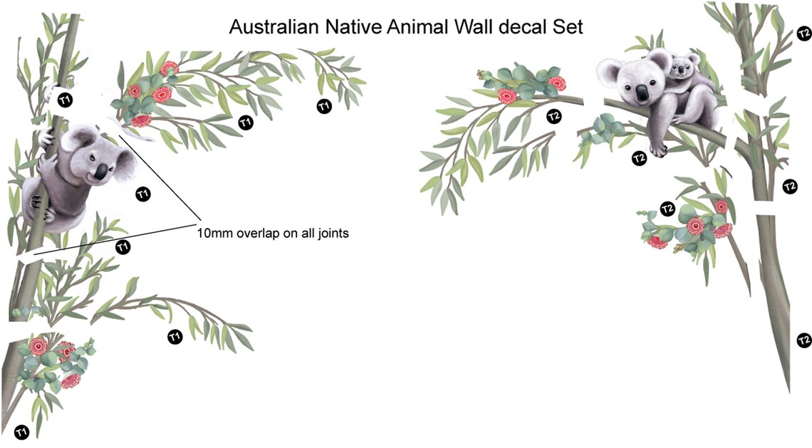Australian Native Animal Wall Decal Set Etsy Australia