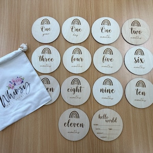 Baby Wooden Milestone Cards / Laser inciso / legno / neonato / Baby Shower regalo / Laser inciso