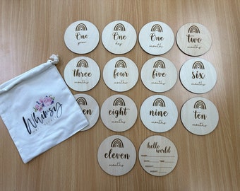 Baby Wooden Milestone Cards | Laser Engraved | Wood | Newborn Baby ...