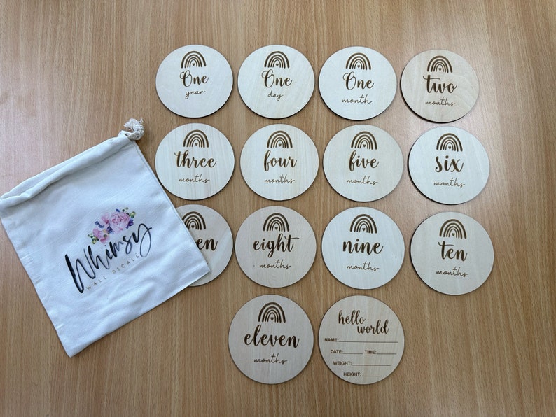 Baby Wooden Milestone Cards | Laser Engraved | Wood | Newborn Baby ...