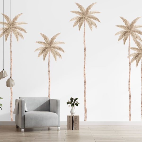 Palm Tree Beige Large Wall Decals | Beige Colour Palm Tree Wall Decals