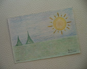 The Greenwood in Summer ~ 3.5X5 Colour Pencil Drawing