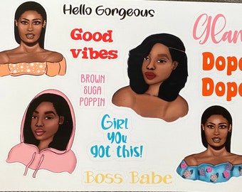 Hello Gorgeous sticker sheet || Planners || Sticker sheet || Scrapbooking || Notebook decoration